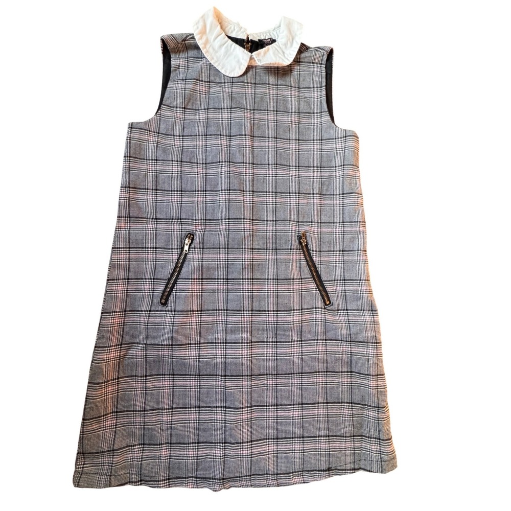 Forever 21 Girls Plaid Peter Pan Collar Sleeveless Dress Size 11‎ 12 Zip Pockets